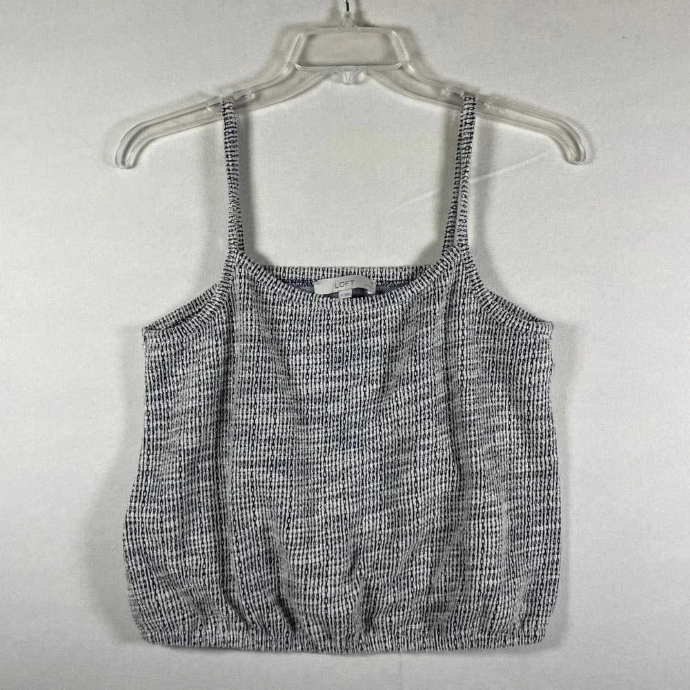 LOFT Petite Textured Striped‎ Camisole Tank Top White Black - Size LP - Picture 2 of 7